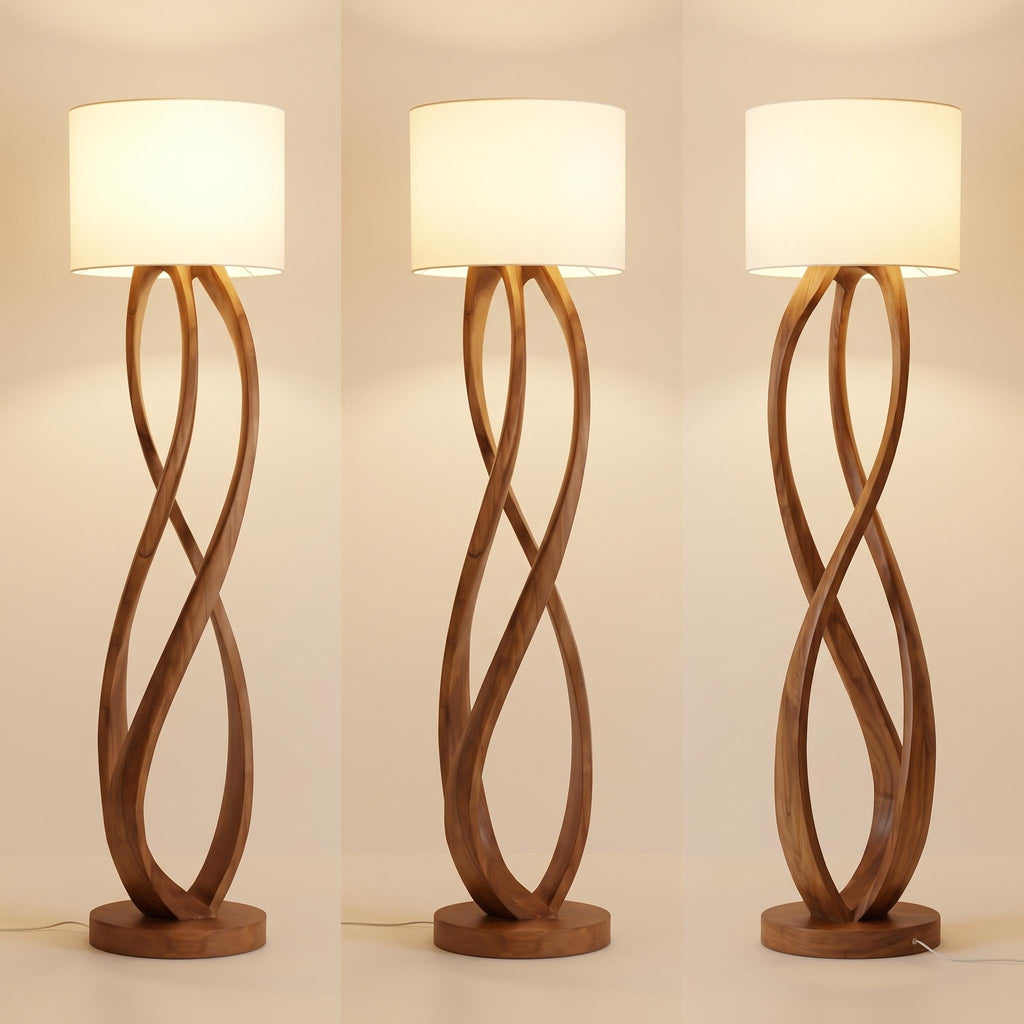 Bay Furniture Twisted Braid Walnut Floor Lamp