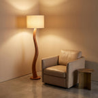 Bay Furniture Organic Curve Solid Wood Floor Lamp