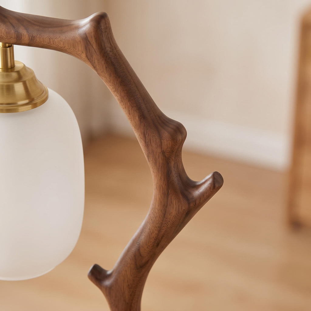 Bay Furniture Antler Branch Walnut Floor Lamp with Glass Globe
