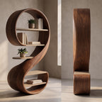 Bay Furniture Nine-Form Sculptural Walnut Bookshelf