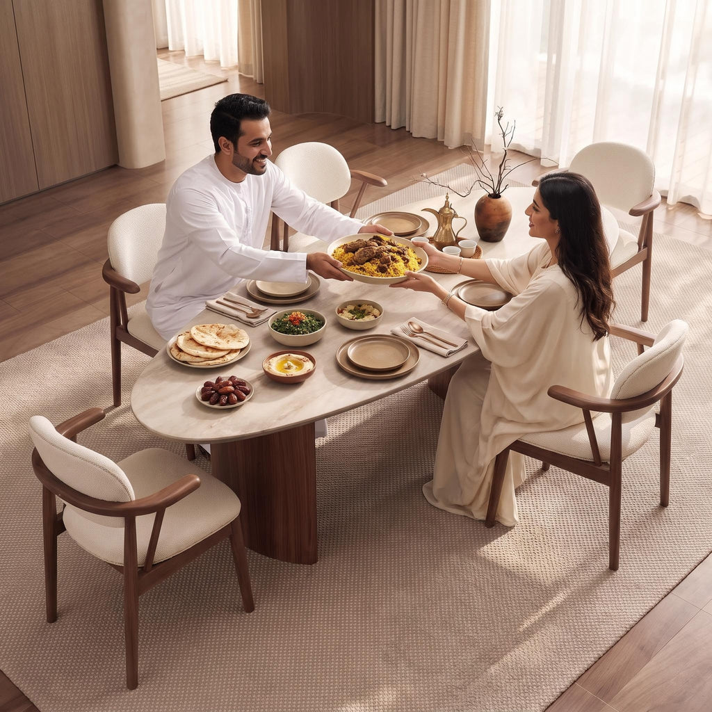 Bay Furniture Oval Sintered Stone Dining Table with Cylinder Base