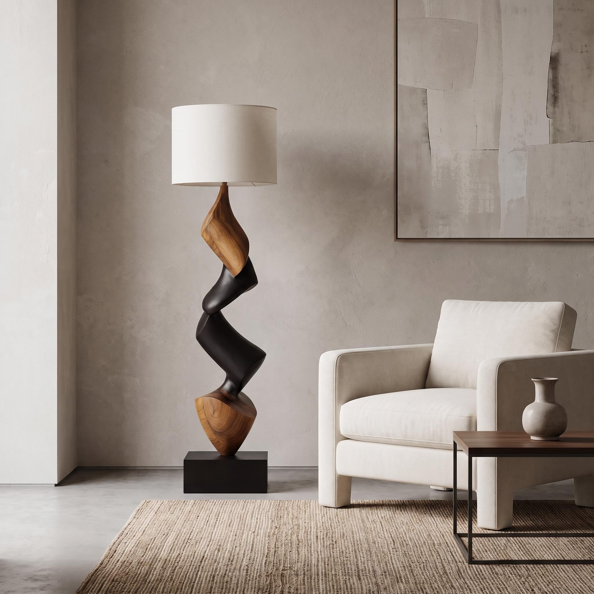 Bay Furniture Two-Tone Flame Wave Sculptural Floor Lamp