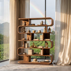 Bay Furniture Serpentine Open Bookcase in Walnut