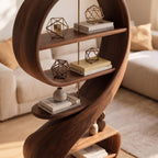 Bay Furniture Nine-Form Sculptural Walnut Bookshelf