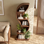 Bay Furniture Enclosed S-Wave Walnut Bookcase