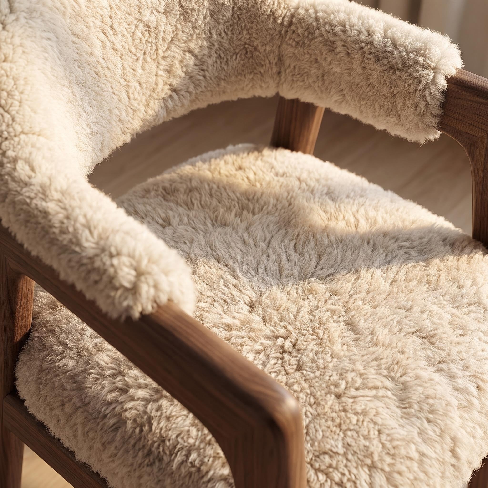 Bay Furniture Crescent-Back Open-Arm Bouclé Dining Chair