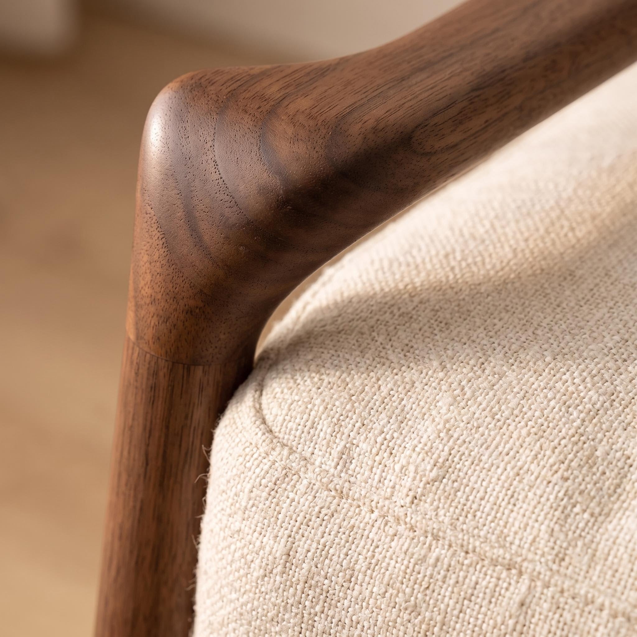 Bay Furniture Solid Wood Back Linen Lounge Chair