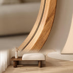 Organic Mirror & Walnut Bench Set – Bouclé Cushion | Bay Furniture
