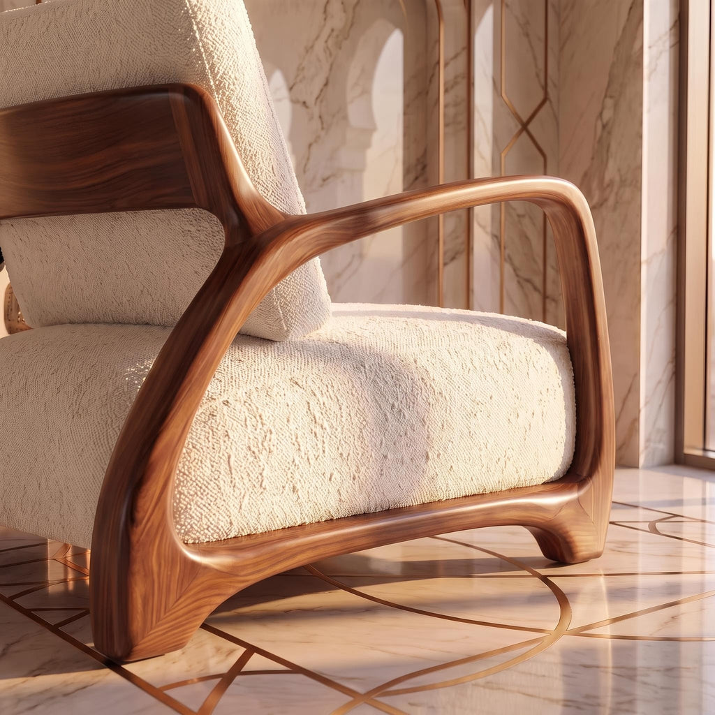 Bay Furniture Sculpted Arm Boucle Accent Chair
