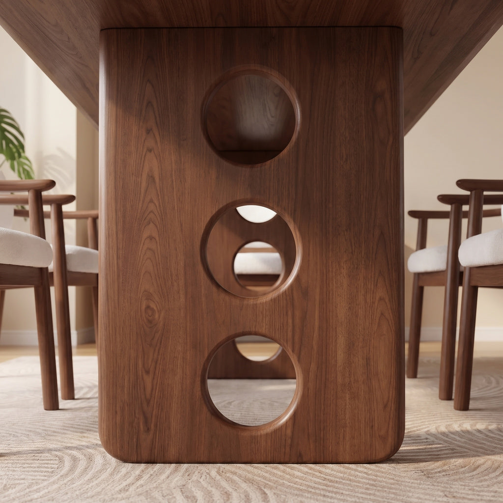Bay Furniture Circle Cutout Solid Walnut Dining Table