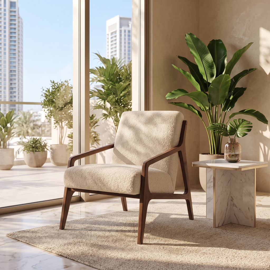Bay Furniture Open Frame Boucle Accent Chair