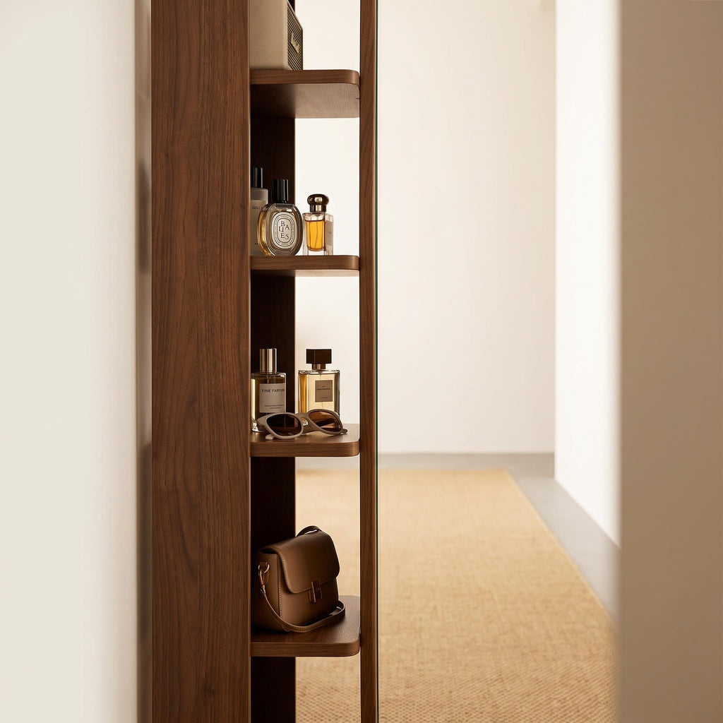 Bay Furniture Oval Floor Mirror & Shelving Unit Set
