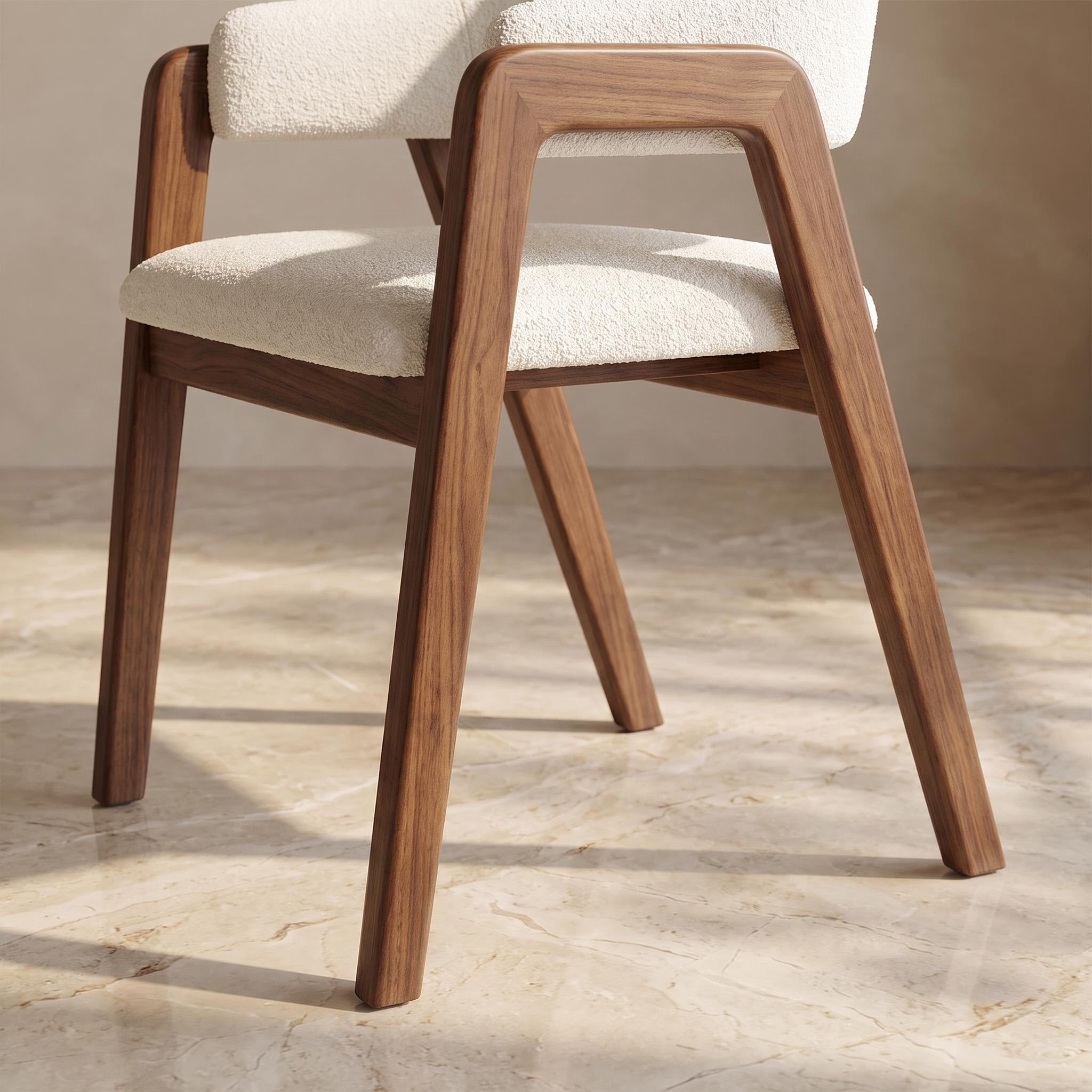 Bay Furniture Asymmetric Wrap-Arm Teddy Bouclé Dining Chair