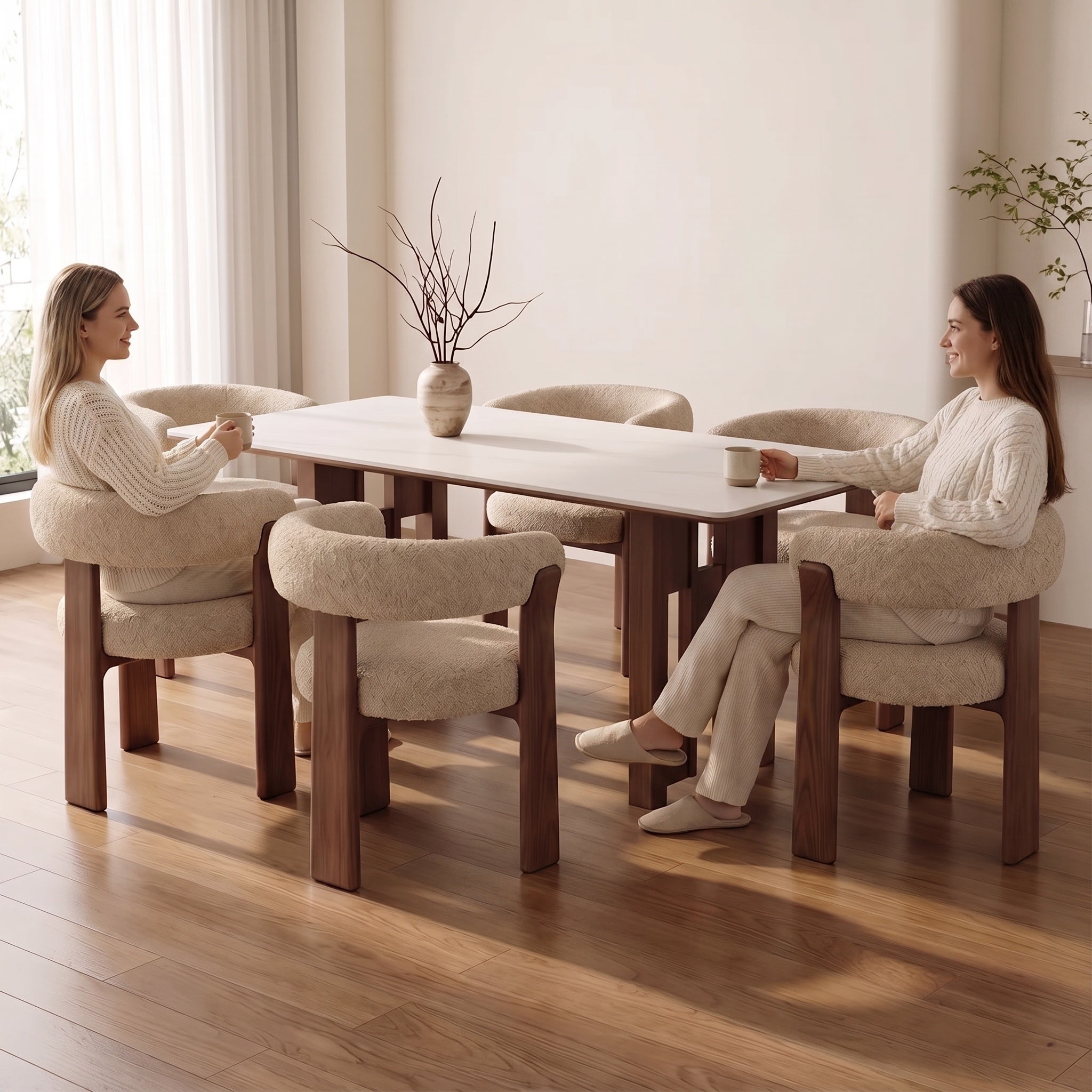 Bay Furniture Multi-Post Grid Base Sintered Stone Dining Table