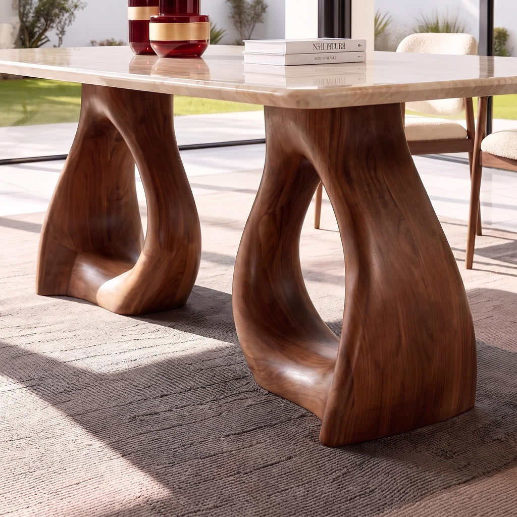 Bay Furniture Infinity Loop Walnut Base Sintered Stone Dining Table