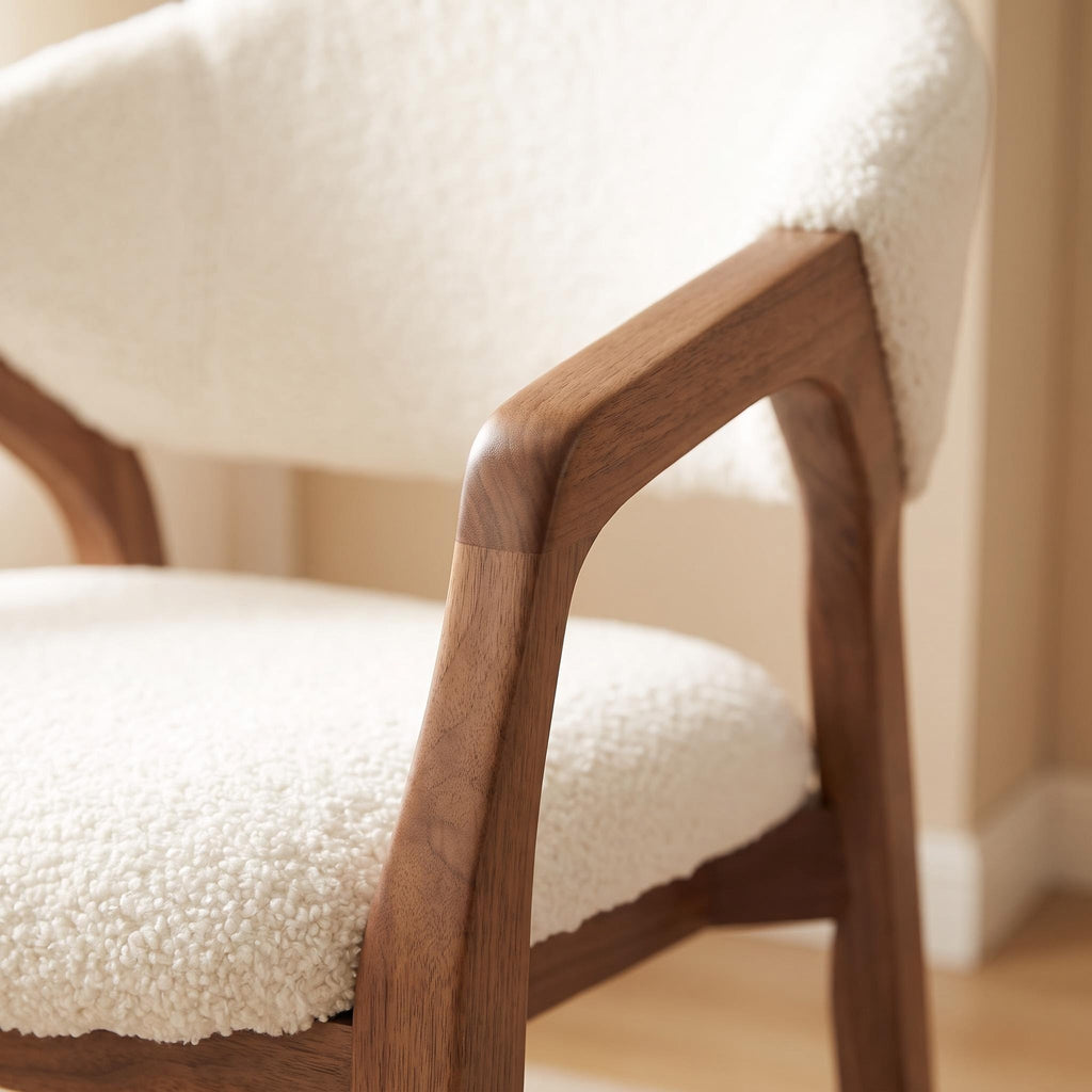 Bay Furniture Wrap-Back Arc-Arm Bouclé Dining Chair