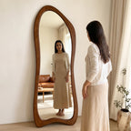 Asymmetric Organic Floor Mirror – Solid Walnut Wood | Bay Furniture