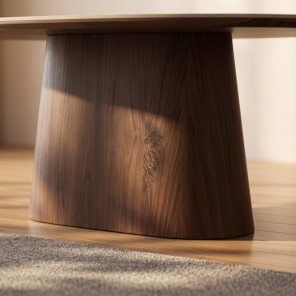 Bay Furniture Oval Sintered Stone Dining Table with Organic Cone Pedestal