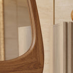 Organic Floor Mirror, Wall Mirror, Fluted Cabinet & Stool Set – Walnut | Bay Furniture