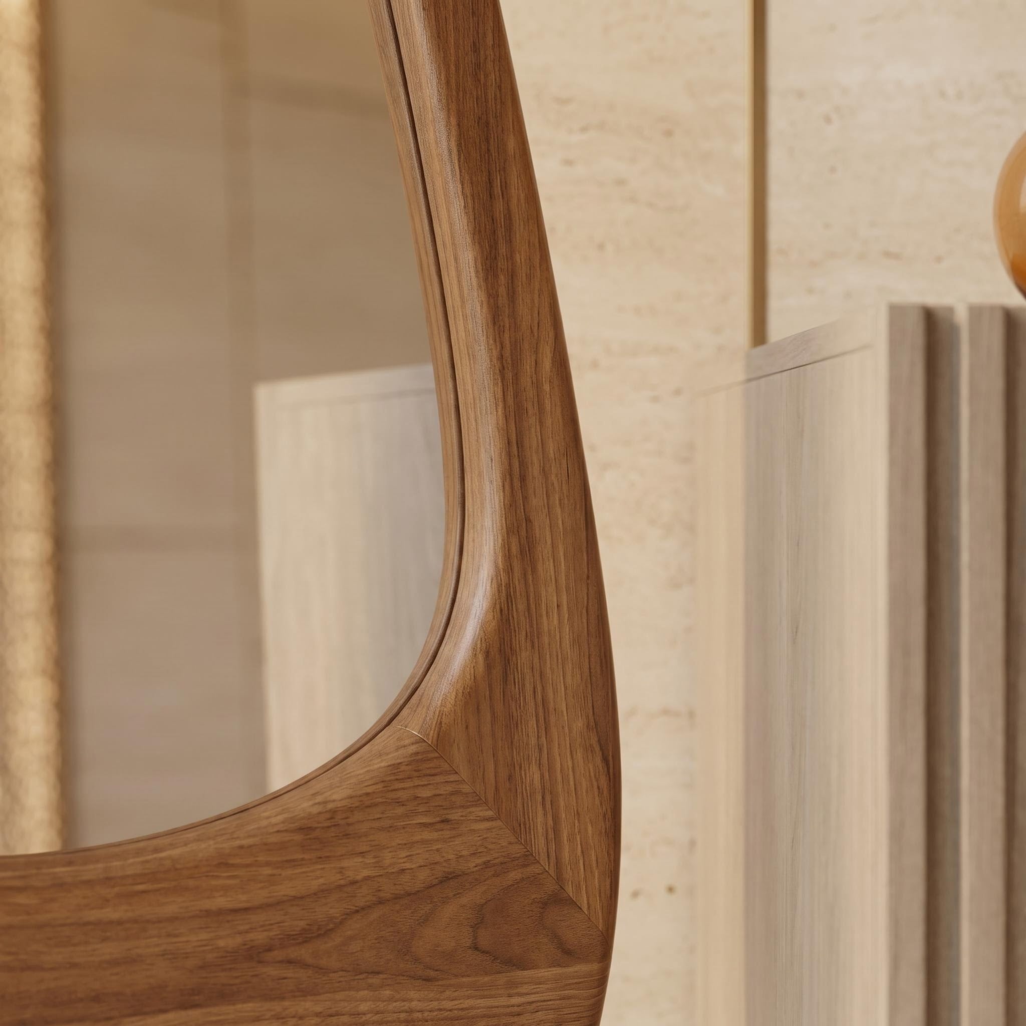 Organic Floor Mirror, Wall Mirror, Fluted Cabinet & Stool Set – Walnut | Bay Furniture