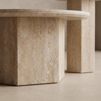 Bay Furniture Travertine Octagonal Pedestal Coffee & Side Table Set