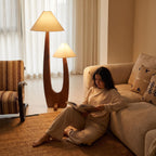 Bay Furniture Arch Twin Floor Lamp in Walnut