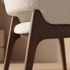 Bay Furniture U-Shell Bouclé & Shaggy Dining Chair with Walnut Legs