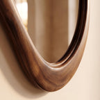 Organic Wall Mirror, Floating Shelf & Bouclé Stool Dressing Set – Walnut | Bay Furniture