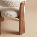 Bay Furniture Semi-Circle Wrap-Back Bouclé Dining Chair with Central Post