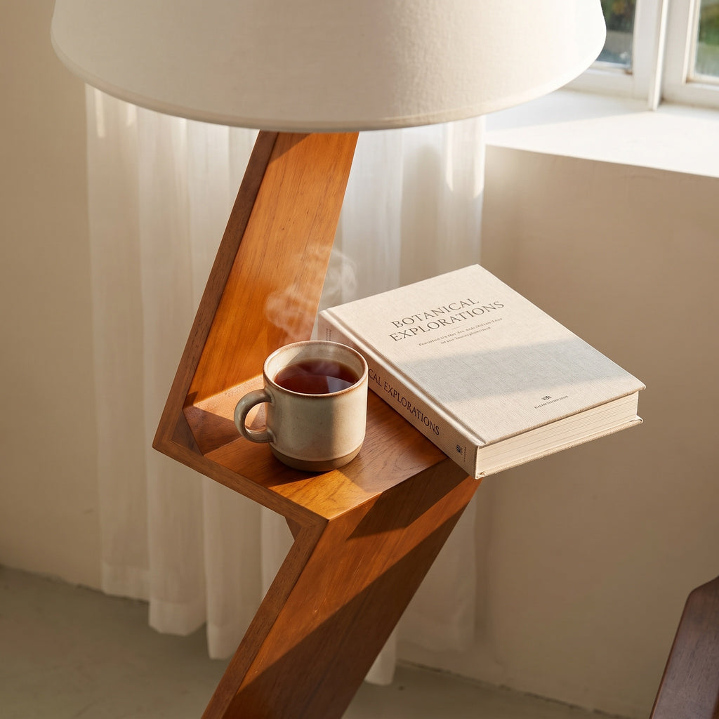 Bay Furniture Zigzag Floor Lamp with Built-In Shelves