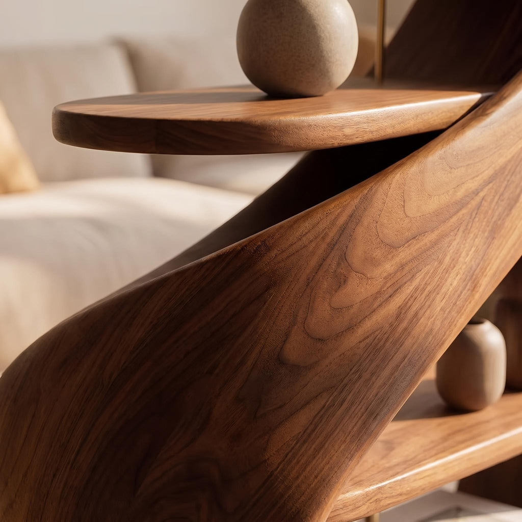 Bay Furniture Nine-Form Sculptural Walnut Bookshelf
