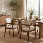 Bay Furniture Arc-Arm Bouclé Dining Chair with Floating Backrest
