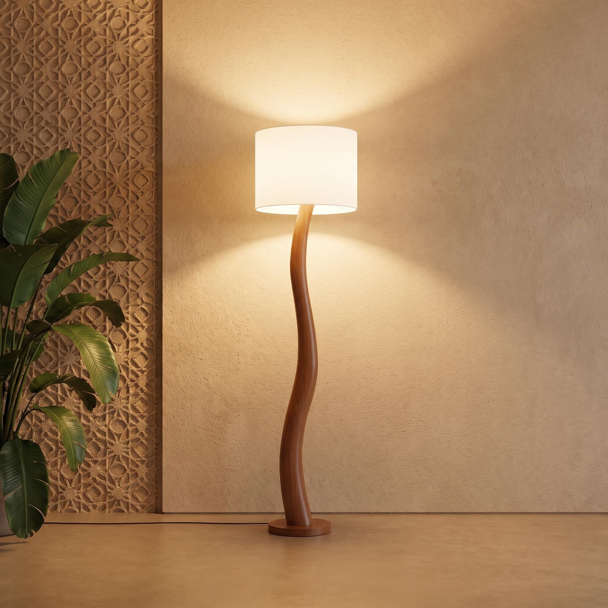 Bay Furniture Organic Curve Solid Wood Floor Lamp
