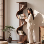 Bay Furniture Wave Spine Tall Walnut Bookshelf