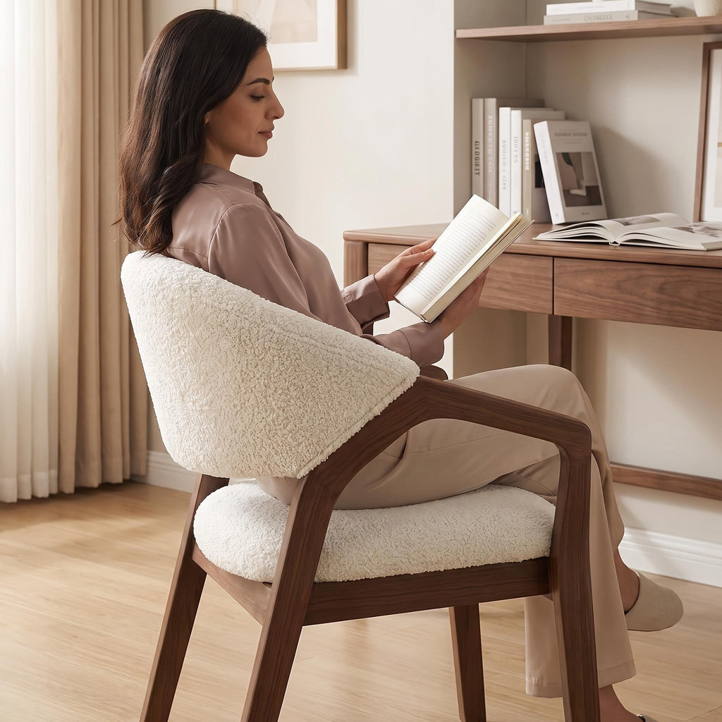 Bay Furniture Wrap-Back Arc-Arm Bouclé Dining Chair