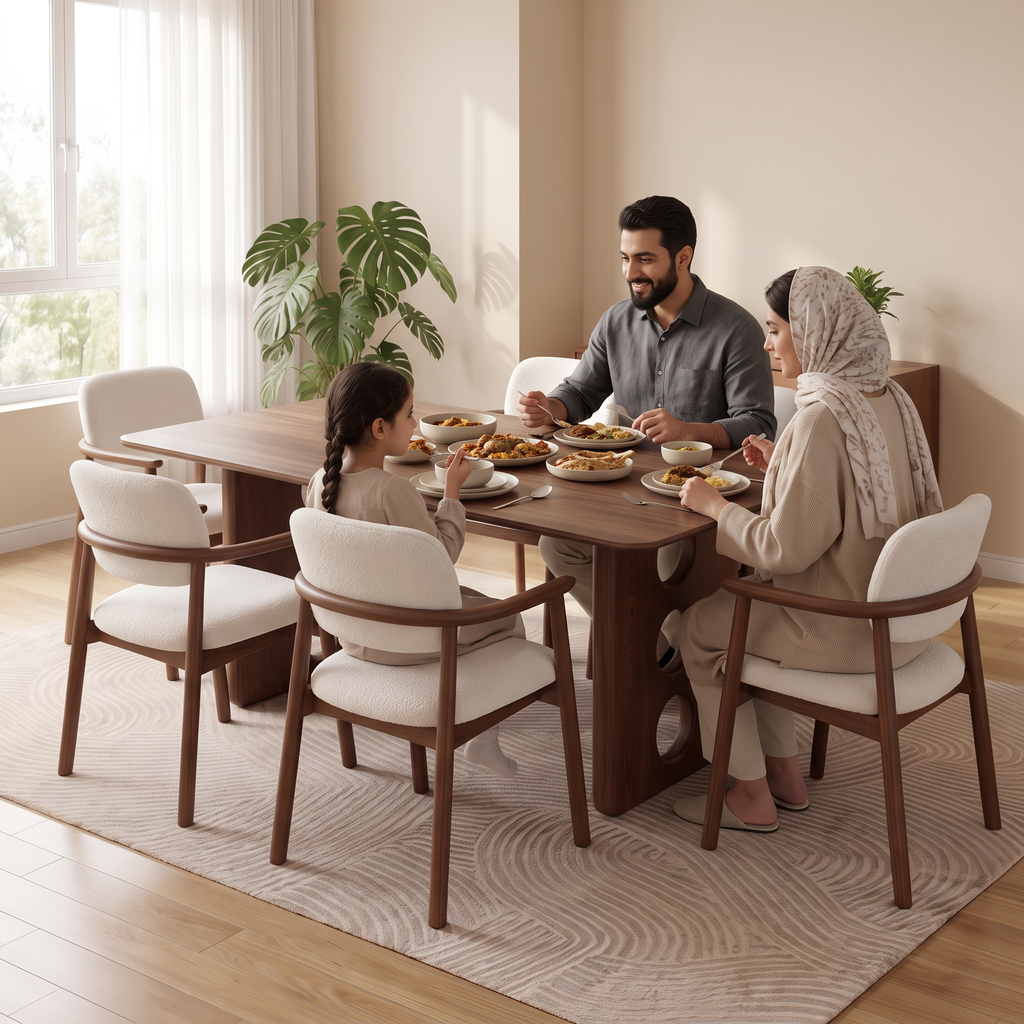 Bay Furniture Circle Cutout Solid Walnut Dining Table