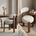 Bay Furniture Double-Tube Backrest Bouclé Dining Chair with Round Seat