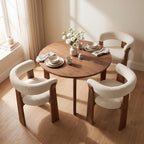 Bay Furniture Semi-Circle Wrap-Back Bouclé Dining Chair with Central Post