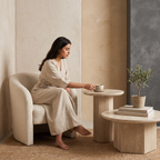 Bay Furniture Travertine Octagonal Pedestal Coffee & Side Table Set