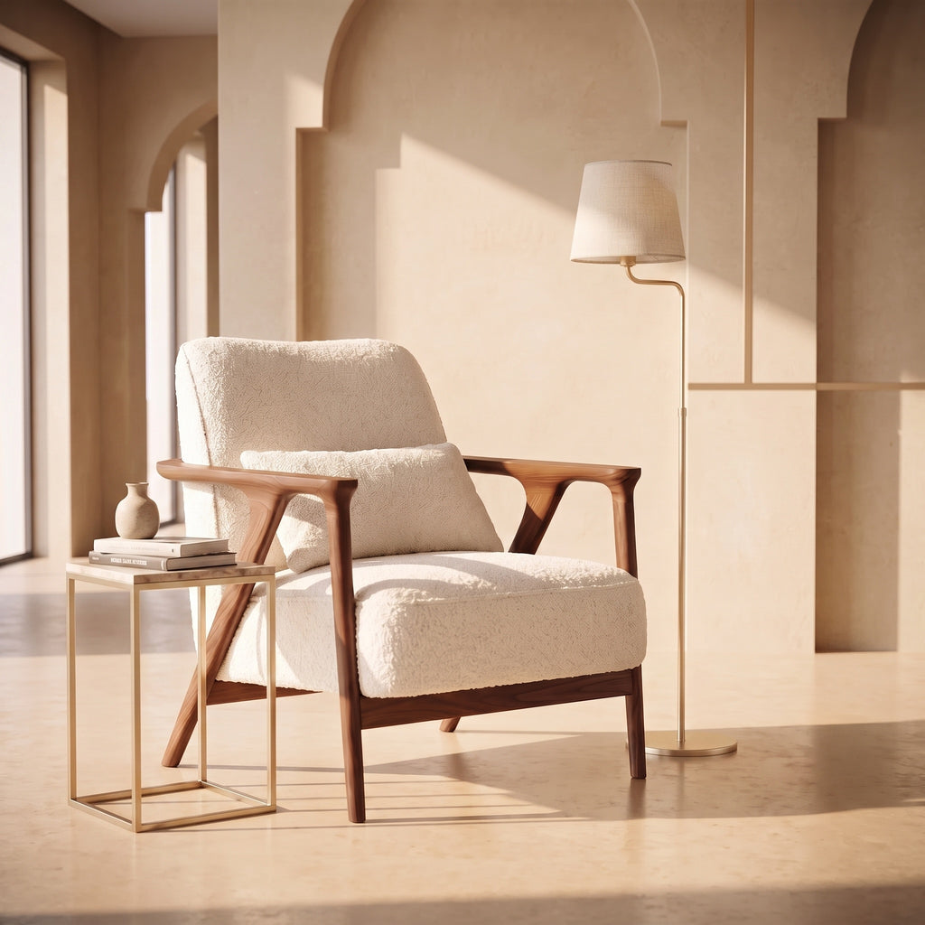 Bay Furniture Z-Frame Boucle Accent Chair