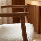 Bay Furniture Arc-Arm Bouclé Dining Chair with Floating Backrest