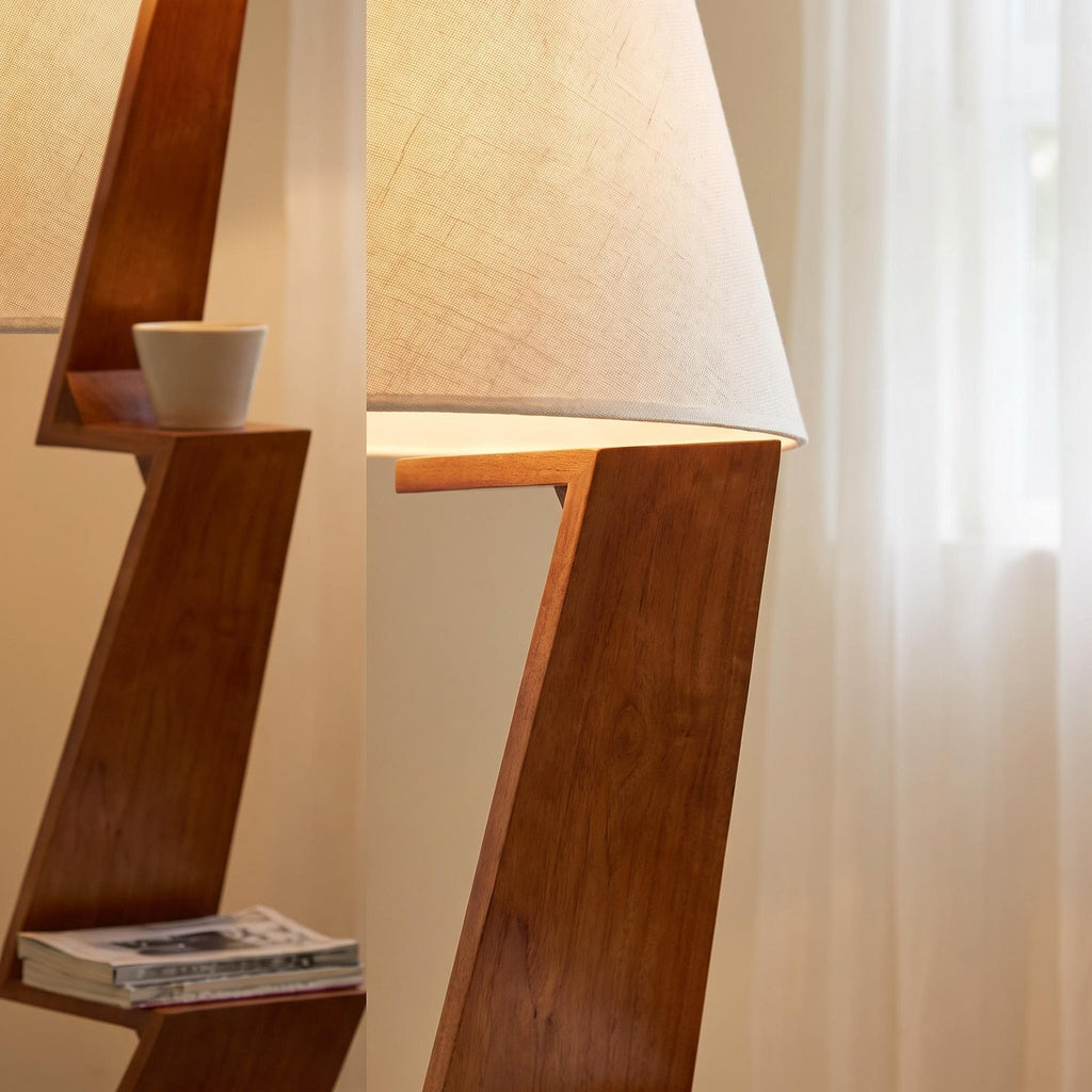 Bay Furniture Zigzag Floor Lamp with Built-In Shelves