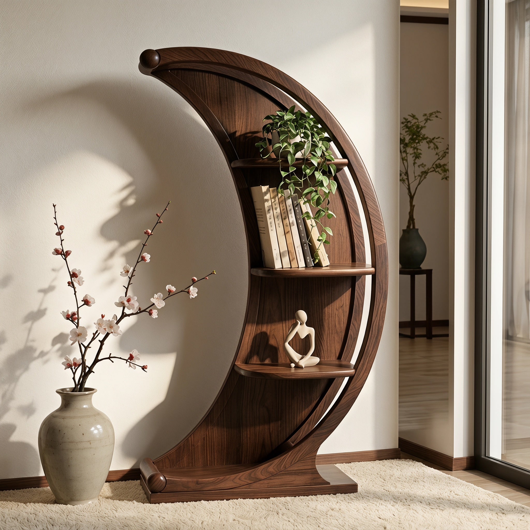 Bay Furniture Crescent Moon Walnut Bookshelf
