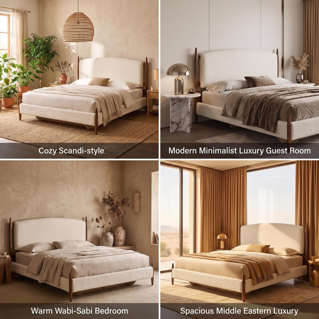 Bay Furniture Tall Post Boucle Bed – Frame Only