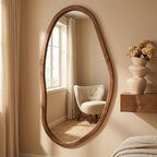 Organic Mirror, Floating Shelf & Stool Set – Walnut | Bay Furniture