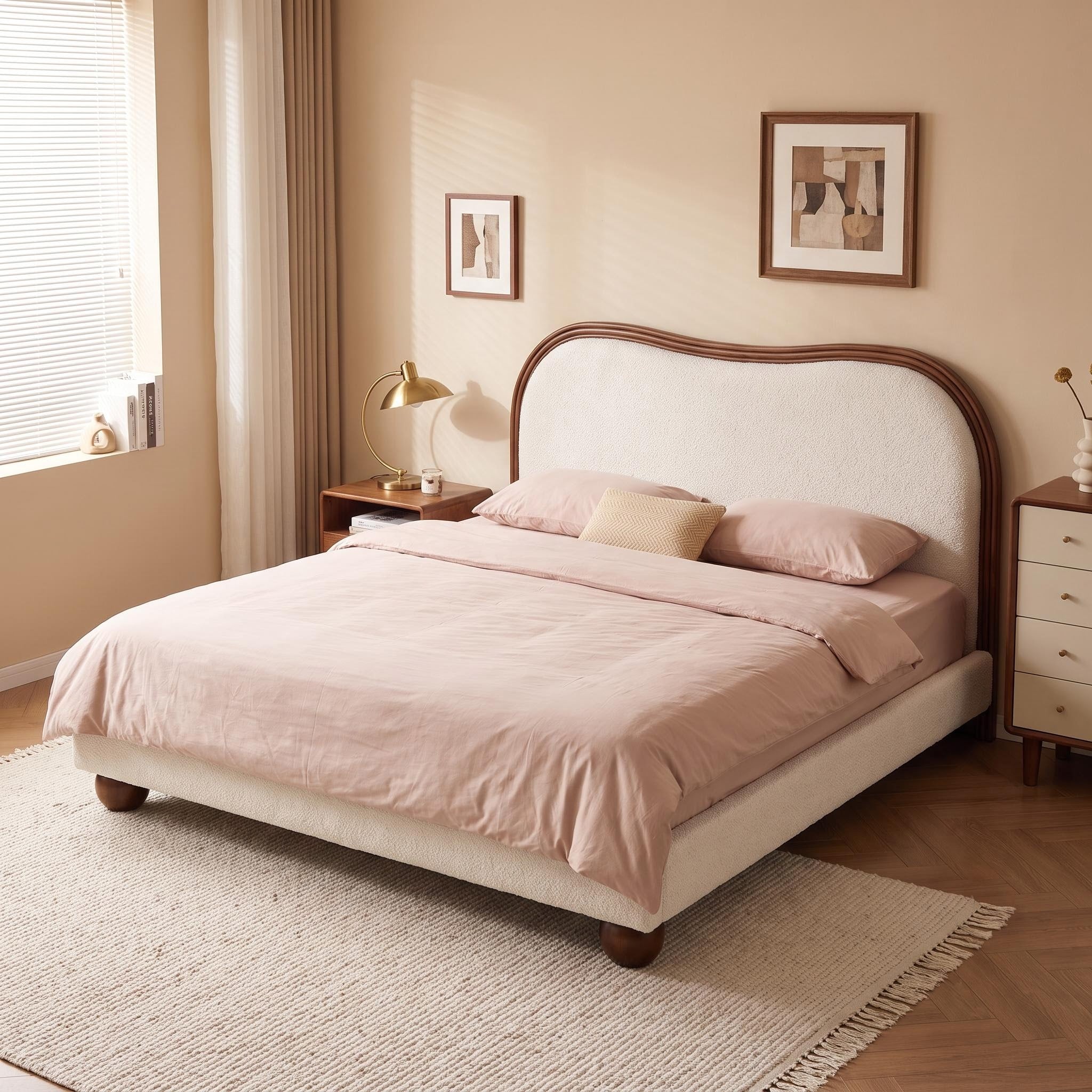 Bay Furniture Wave Frame Boucle Bed – Frame Only
