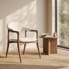 Bay Furniture Crescent-Back Open-Arm Bouclé Dining Chair