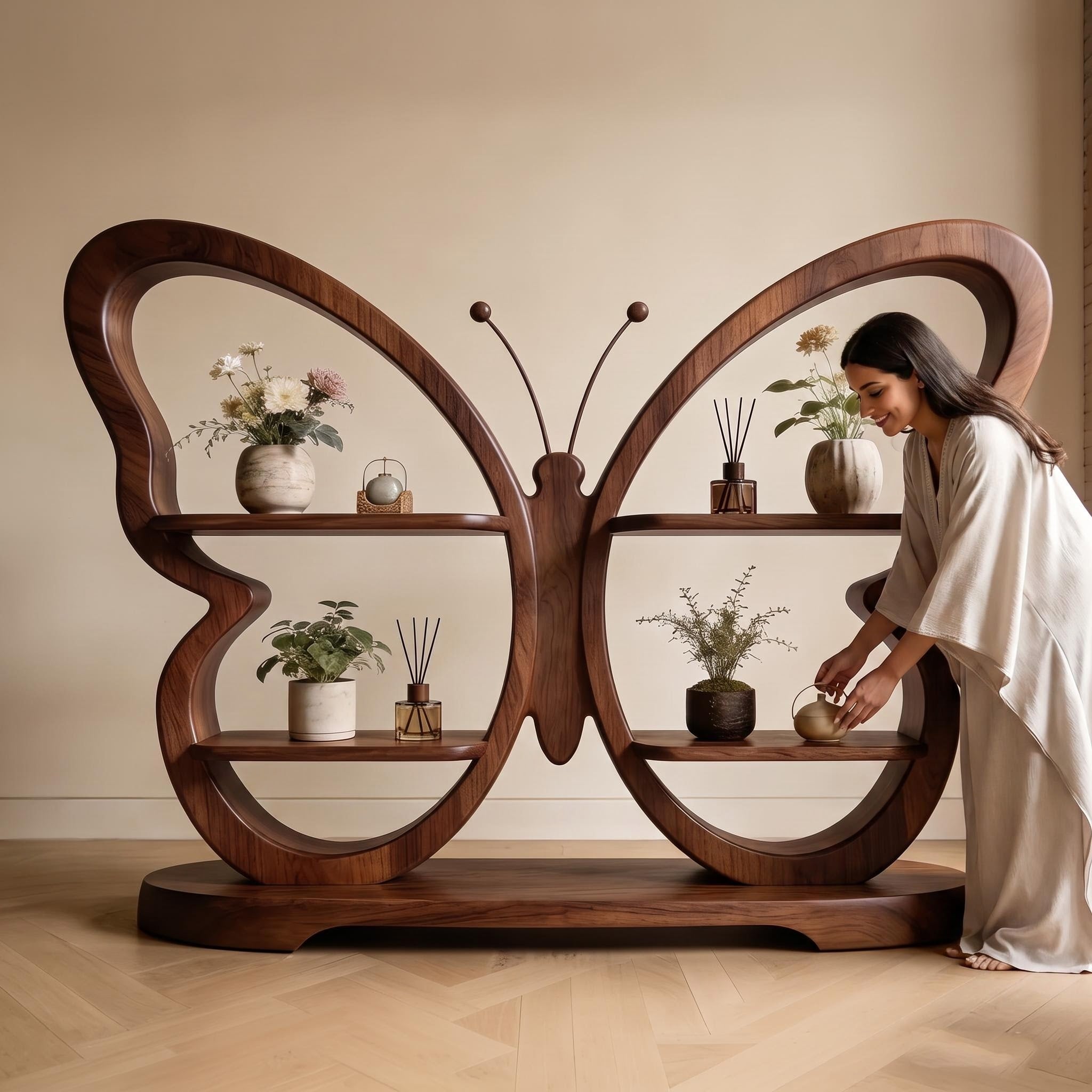 Bay Furniture Butterfly Display Shelf in Walnut