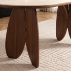 Bay Furniture Oval Stone Dining Table & Bouclé Chair Set – Petal Base