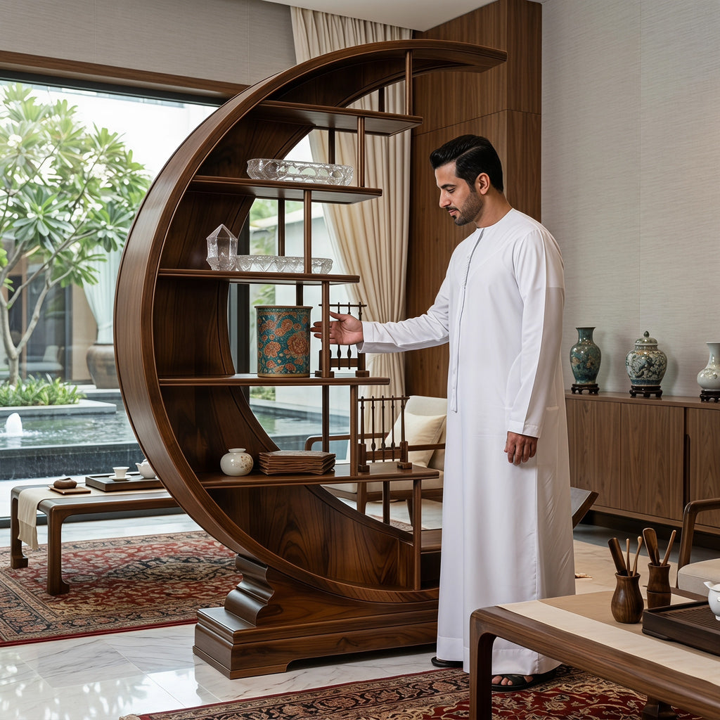 Bay Furniture Crescent Arc Display Shelf with Floating Shelves